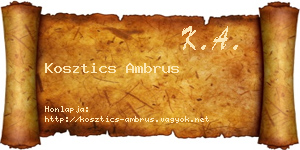 Kosztics Ambrus névjegykártya
