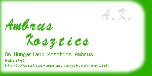 ambrus kosztics business card